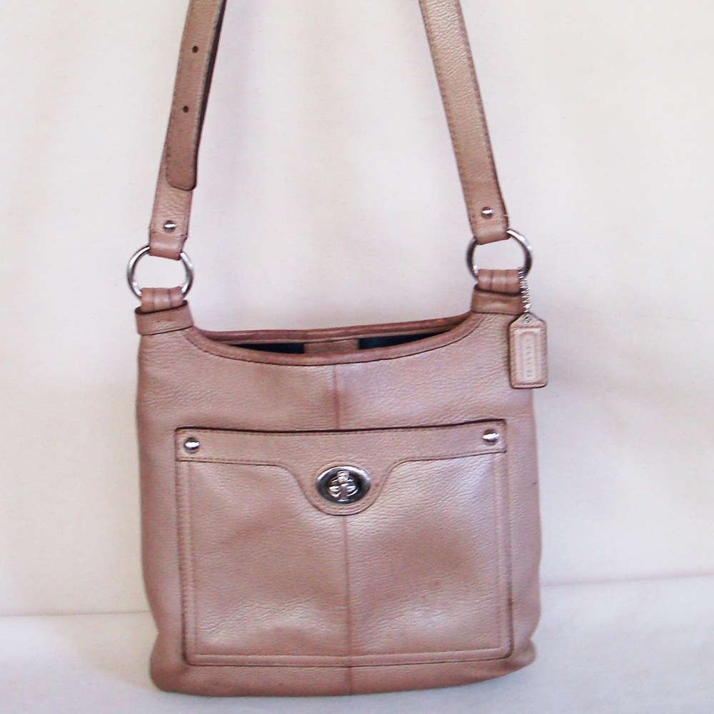 COACH Tan Pebbled Leather Crossbody Bag